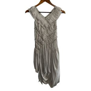 Japanese Cloth Designer Grey Gunmetal Tunic Mini Dress Top